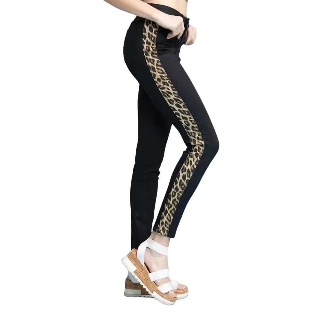 NEW Judy Blue Skinny Fit Leopard Print Stripes Stretch Denim Jeans Size 5/27